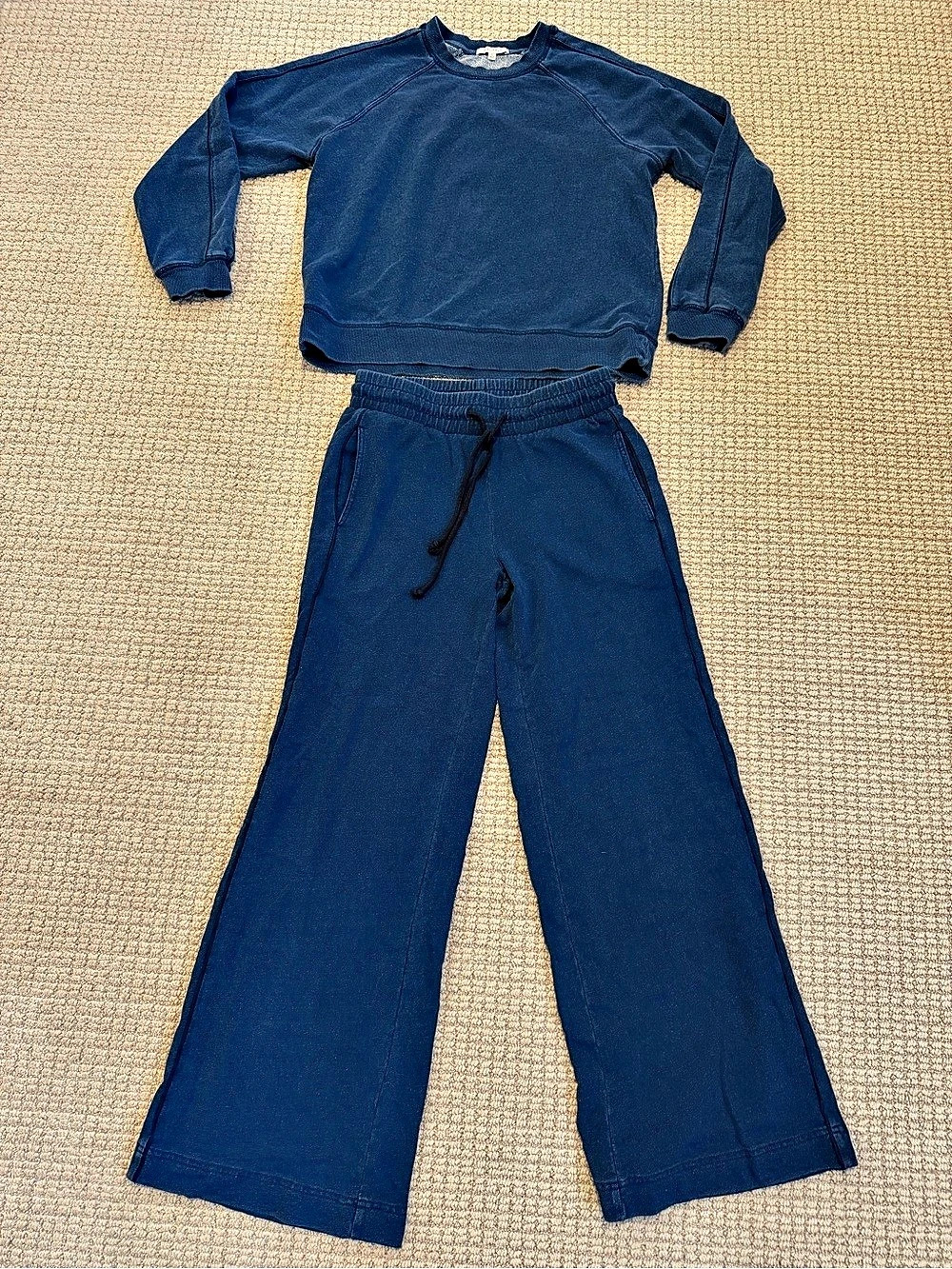 Z Supply Sport Stripe Boyfriend Knit Denim Sweatshirt and Sport Stripe Knit Set